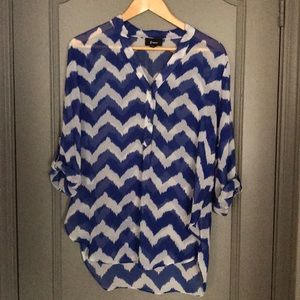 B. Wear - Sheer Chevron 3/4 Sleeve Blouse